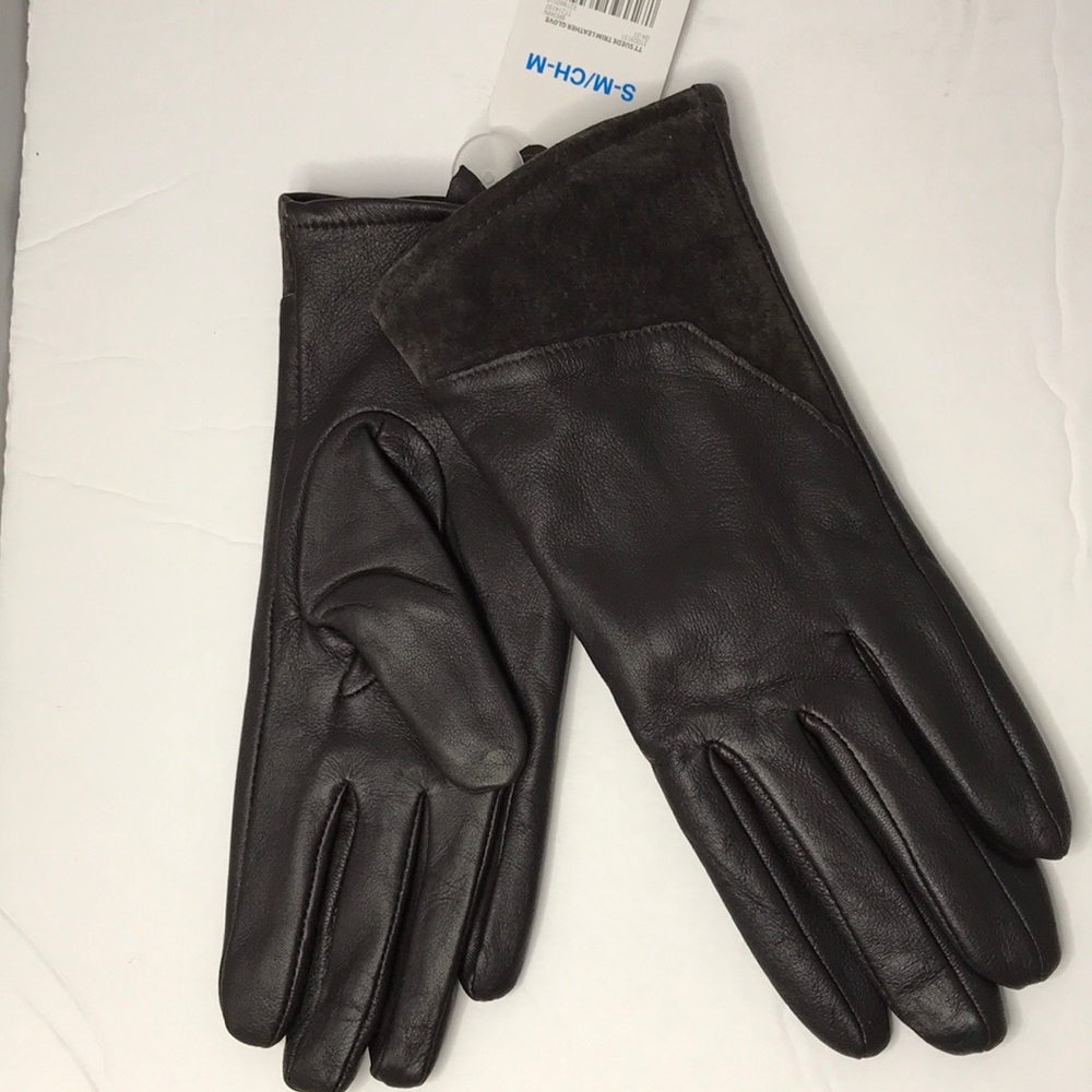 NWT TIME AND TRU LEATHER FLEECE LINED BROWN GLOVES